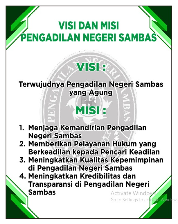 Visi dan Misi Pengadilan Negeri Sambas Kelas II